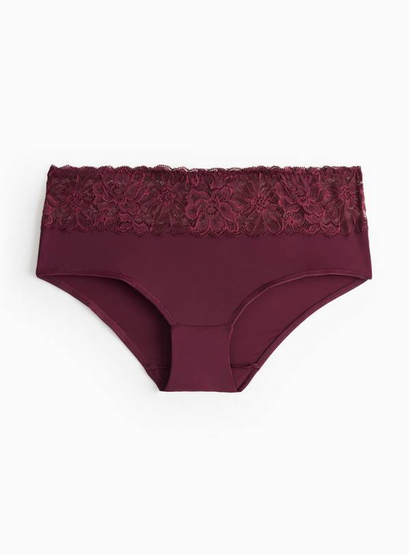 Dark Red Floral Lace Shorts Knickers 6